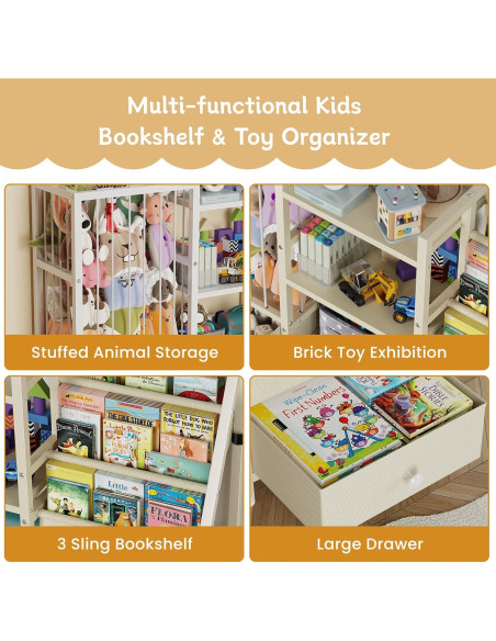 Estantería Montessori Beige Creso hom 3 Niveles para Niños