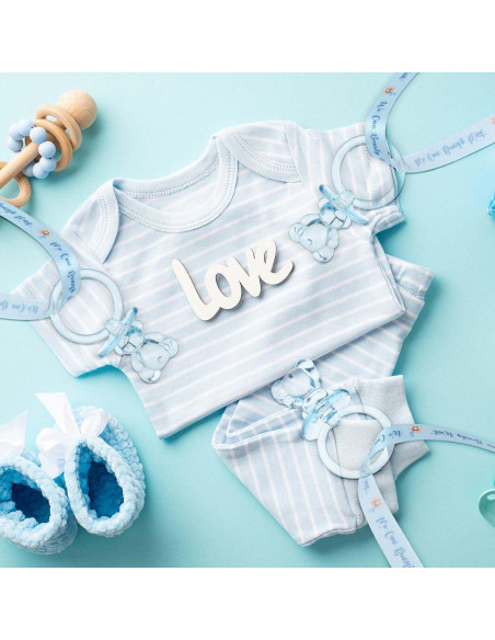 50 Chupetes Acrílicos para Bebés con Collar Azul - Baby Shower