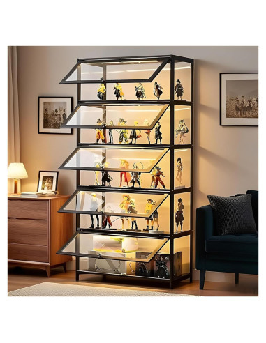 Gabinete de Exhibición Curio QOEUDD 5 Niveles 162 cm Negro