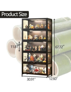 Gabinete de Exhibición Curio QOEUDD 5 Niveles 162 cm Negro 2