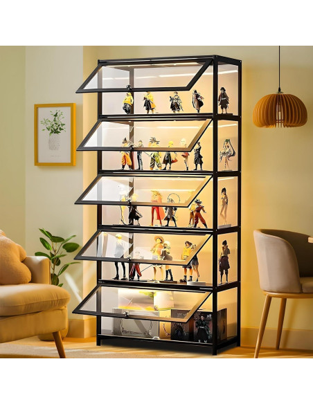 Gabinete de Exhibición Curio QOEUDD 5 Niveles 162 cm Negro