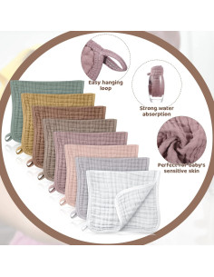 8 Paquetes de Pañales de Muselina Remagr 25x50 cm Algodón 2