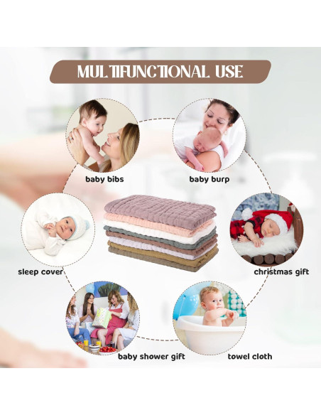 8 Paquetes de Pañales de Muselina Remagr 25x50 cm Algodón