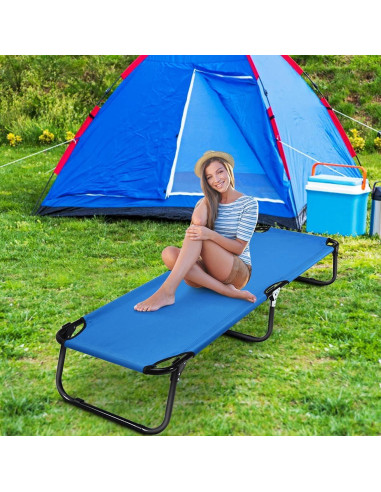 Cama de Camping Plegable Giantex Azul 190.5x55.9 cm 159 kg