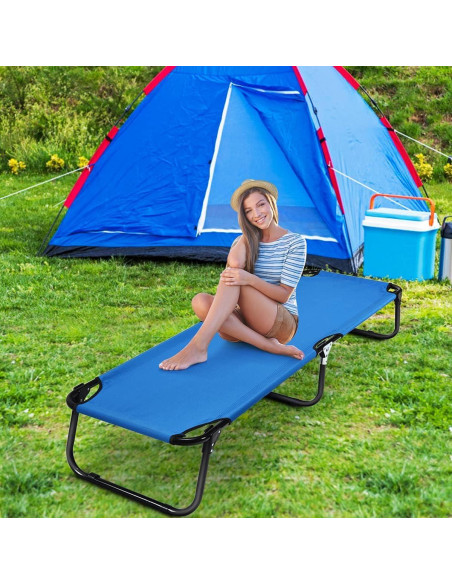 Cama de Camping Plegable Giantex Azul 190.5x55.9 cm 159 kg