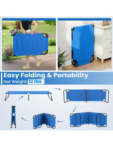 Cama de Camping Plegable Giantex Azul 190.5x55.9 cm 159 kg