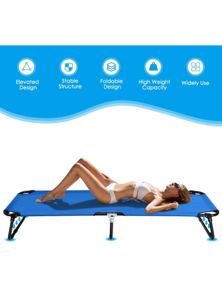 Cama de Camping Plegable Giantex Azul 190.5x55.9 cm 159 kg