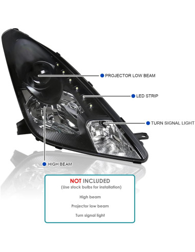 Faros Proyector LED Negro SPEC-D TUNING para Toyota Celica 2000-2005