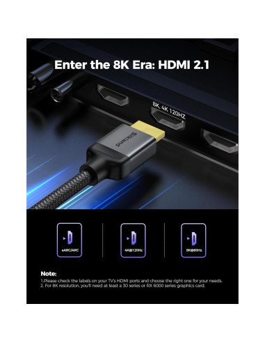 Cable HDMI 2.1 Silkland 0.30m Ultra Alta Velocidad 48Gbps