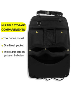 Organizador de respaldo de asiento BEATUNEE negro 6 bolsillos 2