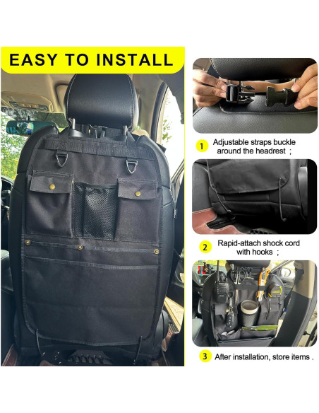 Organizador de respaldo de asiento BEATUNEE negro 6 bolsillos