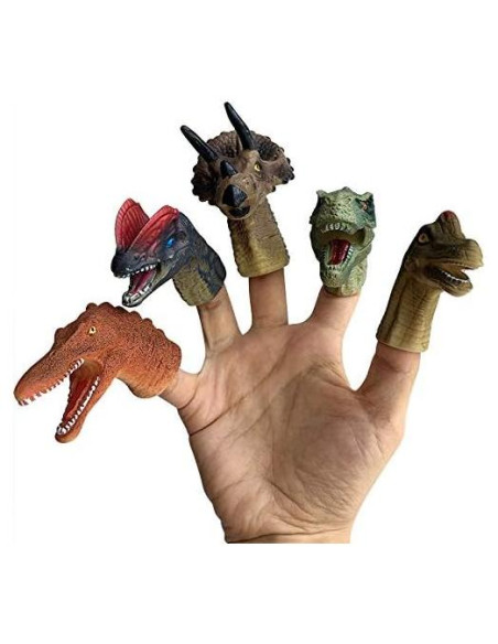 Títeres de dedo de dinosaurio Christoy 5 piezas 6.86 cm