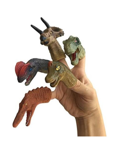 Títeres de dedo de dinosaurio Christoy 5 piezas 6.86 cm
