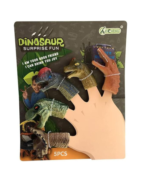Títeres de dedo de dinosaurio Christoy 5 piezas 6.86 cm