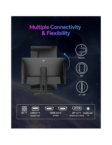 Monitor Gaming KTC 24" QHD 180Hz IPS HDR400 Altura Ajustable