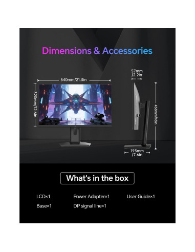 Monitor Gaming KTC 24" QHD 180Hz IPS HDR400 Altura Ajustable