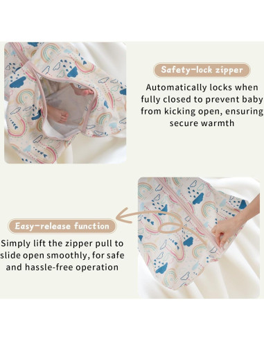 Saco de Sueño para Bebés 0-6 Meses Wrrernsin 100% Algodón