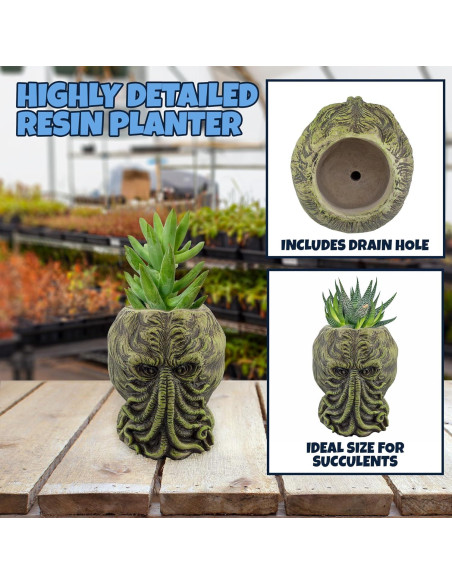 Maceta Cthulhu Toy Vault 10 cm Resina Verde con Negro