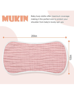 MUKIN Pañales de Muselina para Bebés 6 Piezas 50.8x25.4 cm Rosa 2
