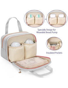 Bolsa de Extractor de Leche Wearable Damero Gris Claro Rosa 2
