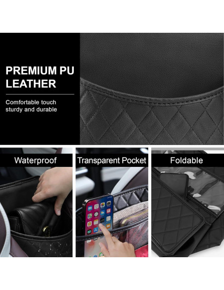 Soporte de bolso para automóvil knIykmr negro gran capacidad