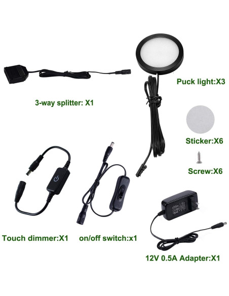 Kit de Iluminación LED AIBOO 3 Luces Regulables Blanco Cálido