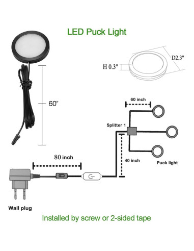 Kit de Iluminación LED AIBOO 3 Luces Regulables Blanco Cálido