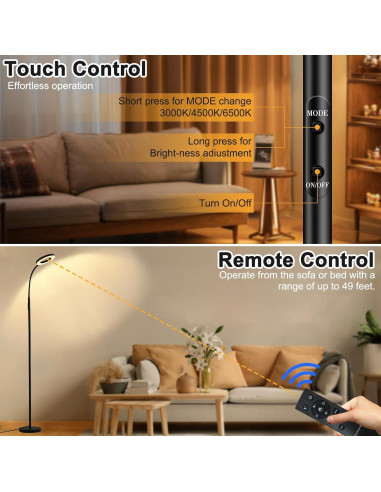 Lámpara de Pie LED YOPSTAR 12W 1000LM con Control Remoto