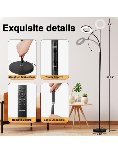 Lámpara de Pie LED YOPSTAR 12W 1000LM con Control Remoto