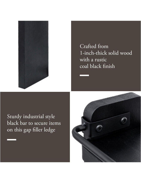 Estante de Especias MyGift 84 cm Madera Negra Industrial