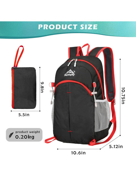 Mochila de Senderismo BiYiYun 20L Plegable Impermeable Negra