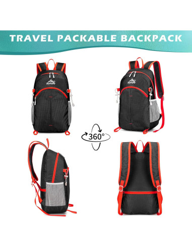 Mochila de Senderismo BiYiYun 20L Plegable Impermeable Negra