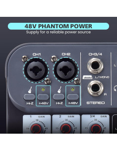 Mezclador de Audio DJ 4 Canales G4B con Bluetooth y USB 2