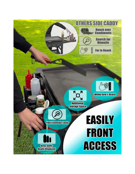 Caddy Frontal para Plancha Blackstone 28" con Soportes Magnéticos