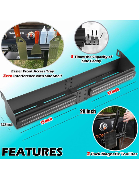 Caddy Frontal para Plancha Blackstone 28" con Soportes Magnéticos