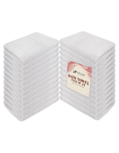 24 Toallas de Baño de Algodón STF Linen 22x44 cm Blancas