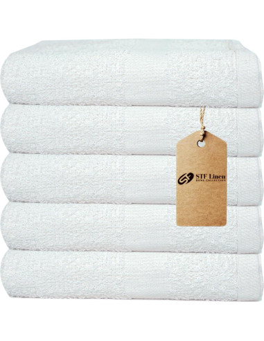 24 Toallas de Baño de Algodón STF Linen 22x44 cm Blancas