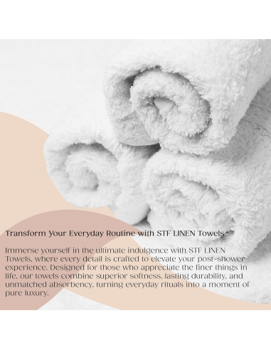 24 Toallas de Baño de Algodón STF Linen 22x44 cm Blancas
