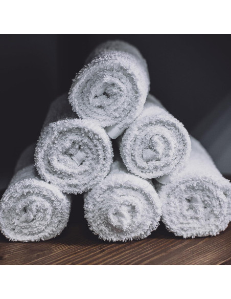 24 Toallas de Baño de Algodón STF Linen 22x44 cm Blancas