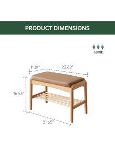 Banco de Zapatos de Madera Haya Wayshome 60x30x42 cm Natural 2