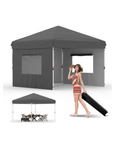 Carpa Plegable 3x3m GarveeLife con 3 Paredes Laterales - Gris