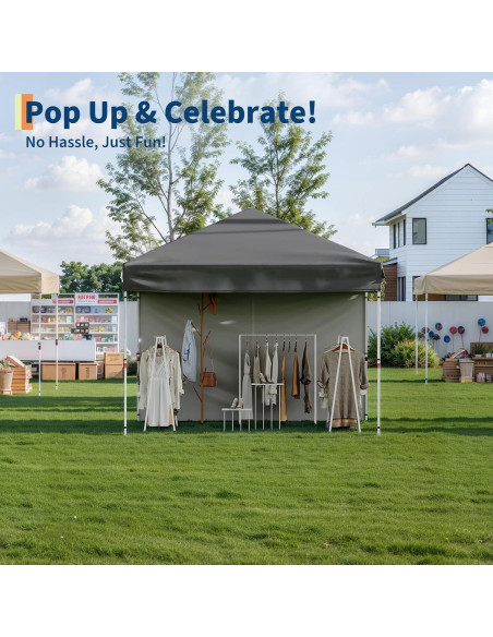 Carpa Plegable 3x3m GarveeLife con 3 Paredes Laterales - Gris