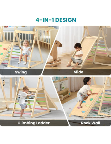 Gimnasio Interior Plegable BlueWood 4 en 1 para Niños 2+ Años