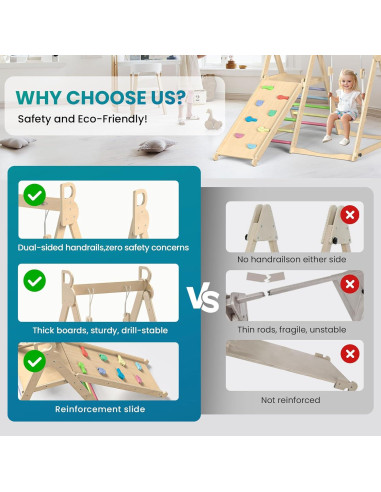 Gimnasio Interior Plegable BlueWood 4 en 1 para Niños 2+ Años