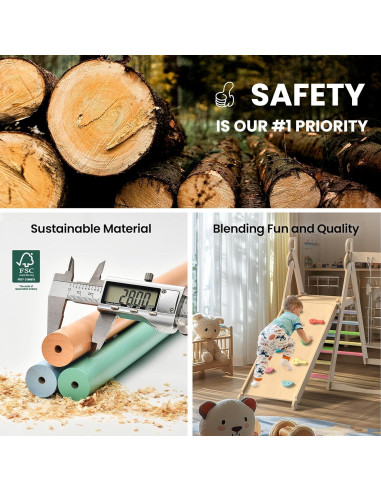 Gimnasio Interior Plegable BlueWood 4 en 1 para Niños 2+ Años