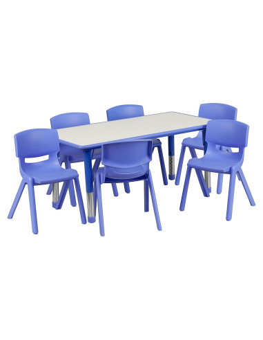 Conjunto Mesa de Actividades Ajustable Flash Furniture 60x120cm Azul