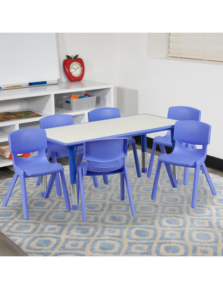 Conjunto Mesa de Actividades Ajustable Flash Furniture 60x120cm Azul