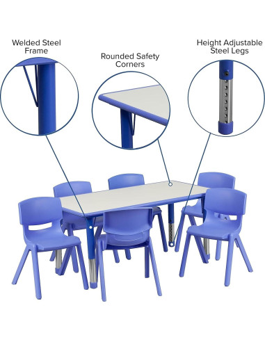 Conjunto Mesa de Actividades Ajustable Flash Furniture 60x120cm Azul