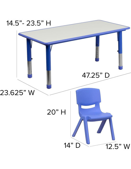 Conjunto Mesa de Actividades Ajustable Flash Furniture 60x120cm Azul
