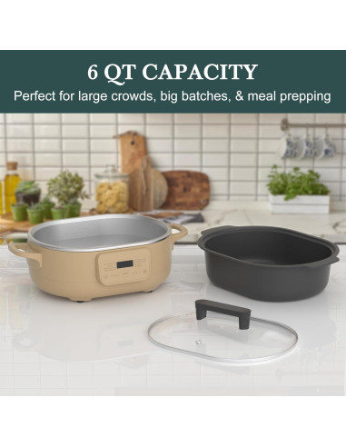 Olla Multiusos 6QT Indy Vac Programable 8 en 1 Antiadherente